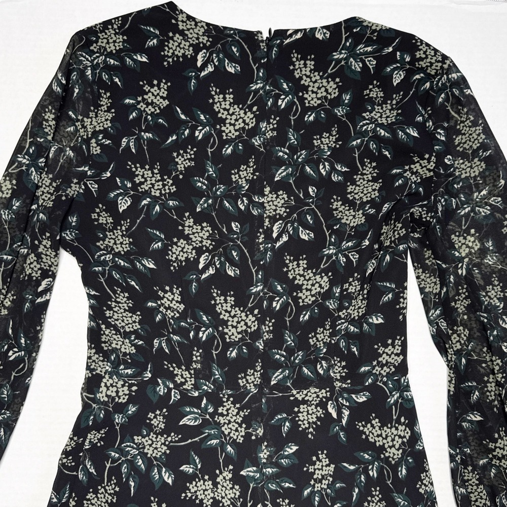 Madewell Marguerite Dress Floral Long‎ Sleeve Mini Womens Size 00 Black Green - Picture 6 of 8